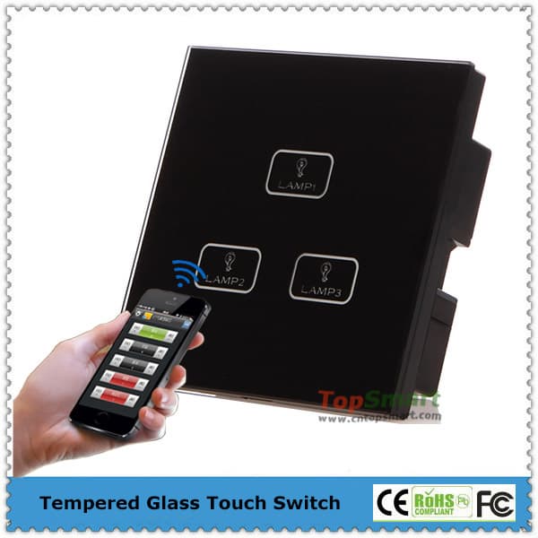 UK standard 3 gang remote control light touch switches